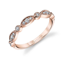 Load image into Gallery viewer, 14k Yellow Gold Vintage Inspired Milgrain Diamond Band
