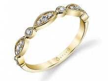 Load image into Gallery viewer, 14k Yellow Gold Vintage Inspired Milgrain Diamond Band - from Holsten Jewelers
