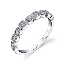 Load image into Gallery viewer, 14k White Gold  Stackable Diamond Wedding Band - from Holsten Jewelers
