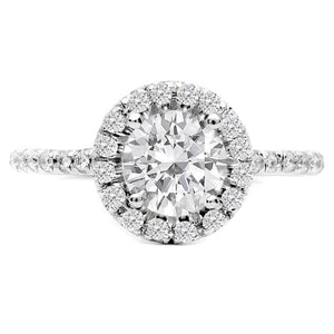 18k White Gold Diamond Halo Engagement Ring with Diamond Sides - from Holsten Jewelers
