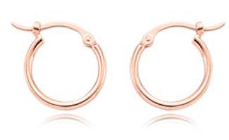 14k Rose Gold 1.5X12mm Hoop Earrings