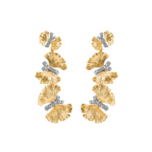 Load image into Gallery viewer, Michael Aram Sterling Silver and 18k Yellow Gold Butterfly Gingko Triple Drop Earrings - from Holsten Jewelers
