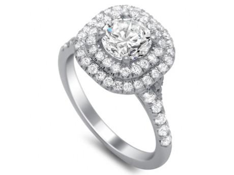 14k White Gold Double Diamond Halo Diamond Engagement Ring(center stone not included) - from Holsten Jewelers