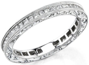 18k White Gold Channel Set Princess Cut Diamond Wedding Ring - from Holsten Jewelers