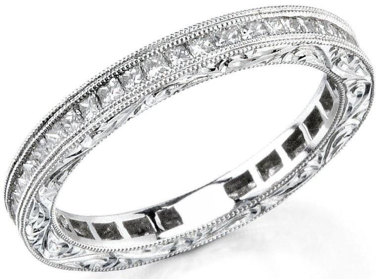 18k White Gold Channel Set Princess Cut Diamond Wedding Ring - from Holsten Jewelers
