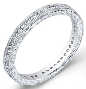 18k White Gold  Channel Set Diamond Ring with Engraved Sides - from Holsten Jewelers