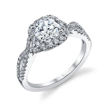 Load image into Gallery viewer, 14k White Gold Classic Criss-Cross Diamond Halo Engagement Mounting(center stone not included) - from Holsten Jewelers
