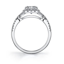 Load image into Gallery viewer, 14k White Gold Classic Criss-Cross Diamond Halo Engagement Mounting(center stone not included) - from Holsten Jewelers
