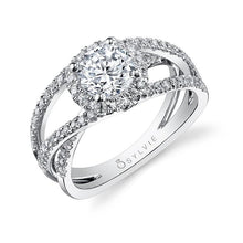 Load image into Gallery viewer, 14k White Gold Diamond Split-Shank Engagement Ring(center stone not included) - from Holsten Jewelers
