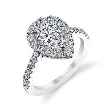 Load image into Gallery viewer, 14k White Gold Pear Shape Diamond Halo Engagement Ring(center stone not included) - from Holsten Jewelers
