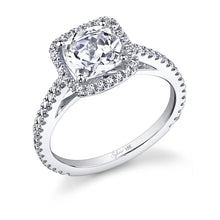 Load image into Gallery viewer, 14k 14k White Gold Cushion Shape Diamond Halo Engagement Ring(center stone not included) - from Holsten Jewelers
