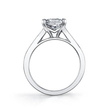 Load image into Gallery viewer, 14k White Gold Princess Engagement Ring with  Tapered Baguette Diamonds (center stone not included) - from Holsten Jewelers
