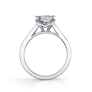 14k White Gold Princess Engagement Ring with  Tapered Baguette Diamonds (center stone not included) - from Holsten Jewelers