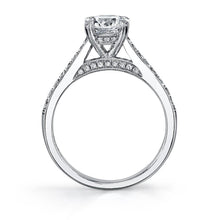 Load image into Gallery viewer, 14k White Gold Diamond Accented Milgrain Engagement Ring(center stone not included) - from Holsten Jewelers
